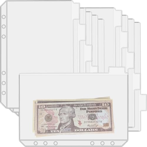 UMSICHT 12 x A5-Ordnertaschen ohne Reißverschlüsse, Budget-Umschläge mit Index-Bit-Design, A5-Ordner für 6-Ringordner, Geldordner, Organizer, transparente PVC-Umschläge, 12 Stück UMSICHT 12 x A5-Ordnertaschen ohne Reißverschlüsse, Budget-Umschläge mit Index-Bit-Design, A5-Ordner für 6-Ringordner, Geldordner, Organizer, transparente PVC-Umschläge, 12 Stück von umsicht
