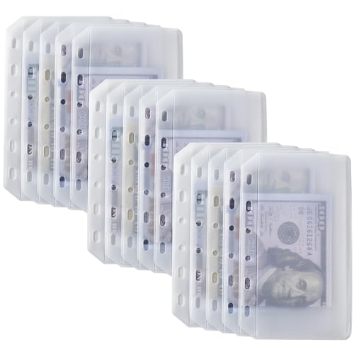 UMSICHT 15 Stück A7 Mini-Bindertaschen ohne Reißverschlüsse, Reißverschlussumschläge für Geldsystem, A7 Bindertasche für 6-Ringbuch, Geldordner, Organizer für Bargeld von umsicht