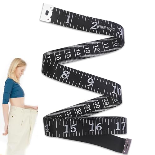 2 In 1 Schneidermassband 150cm, Praezises Koerpermassband Aus Glasfaser-Kunststoff, Ideal Fuer Koerpermessung Gewichtsverlust Und Nahen, Als Koerperfettzange Ersatz Und Naehbedarf Zubehoer In Schwarz von umyeoqoyo