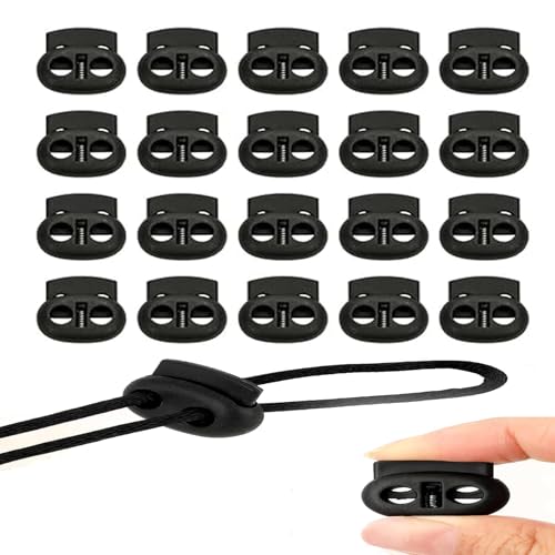 20 Stück Kordelstopper, Gummikordel Stopper, Doppel-Loch-Kordelschlösser für Kordeln, Band Klemme Jacke, Bekleidung, Rucksack 20 Stück Kordelstopper, Gummikordel Stopper, Doppel-Loch-Kordelschlösser für Kordeln, Band Klemme Jacke, Bekleidung, Rucksack von umyeoqoyo