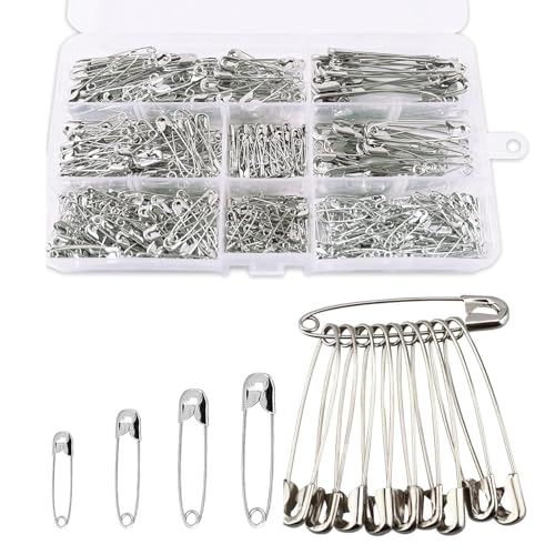 200 Stück Sicherheitsnadeln Set In 5 Größen, Edelstahl Silber Rostfrei Mit Aufbewahrungsbox, Silber Haltbar Sicherheitsnadeln, Gebogene Nadeln Mit Fingerschutz Für Nähen Basteln Und Säumen 200 Stück Sicherheitsnadeln Set In 5 Größen, Edelstahl Silber Rostfrei Mit Aufbewahrungsbox, Silber Haltbar Sicherheitsnadeln, Gebogene Nadeln Mit Fingerschutz Für Nähen Basteln Und Säumen von umyeoqoyo