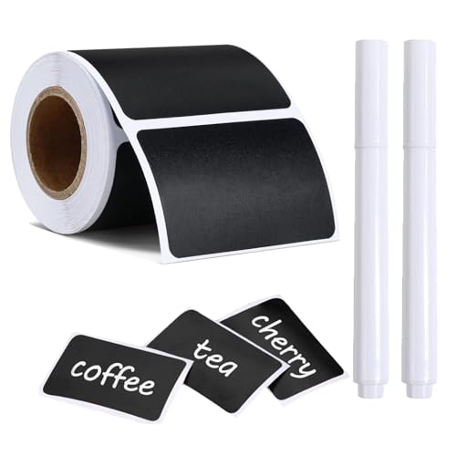 300 Pcs Tafel Aufkleber Wasserdichte Etiketten Selbstklebend Ablösbare Universal-Aufkleber mit 2 Stift für Gläser Küche Gewürzgläser Flaschen 55x35mm von umyeoqoyo