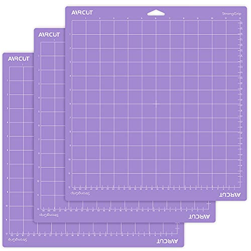 AIRCUT Schneidematte für Cricut Maker/Explore Air 2/Air/One (30,5 x 30,5 cm, 3 Matten) Strong-Klebestreifen, Violett Quilting Cricket Schneidematten Ersatzzubehör für Cricut von AIRCUT