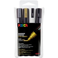 uni-ball POSCA PC-5M Metallic Acrylstift farbsortiert 1,8 - 2,5 mm, 4 St. von uni-ball