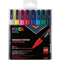 uni-ball POSCA PC-3M Acrylstift farbsortiert 0,9 - 1,3 mm, 8 St. von uni-ball