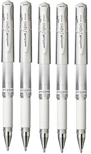 Uni-Ball Impact Gel-Kugelschreiber, breite Spitze, Weiß, 5 Stück von Uni-Ball