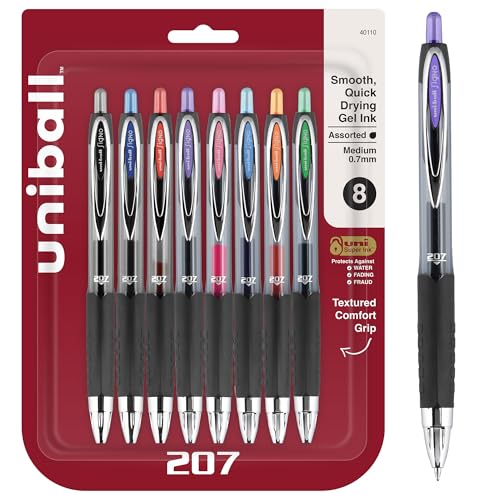 Signo Gel 207 Roller Ball Retractable Gel Pen, Assorted Ink, Medium, 8 per Set, Sold as 1 Set von uni-ball