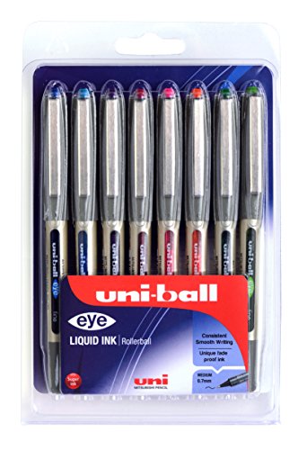 UB-157 eye Fine Kugelschreiber, Uni Super-Tinte in ausgewählten Farben, 0.7 mm Spitze, 8 Stück von uni-ball