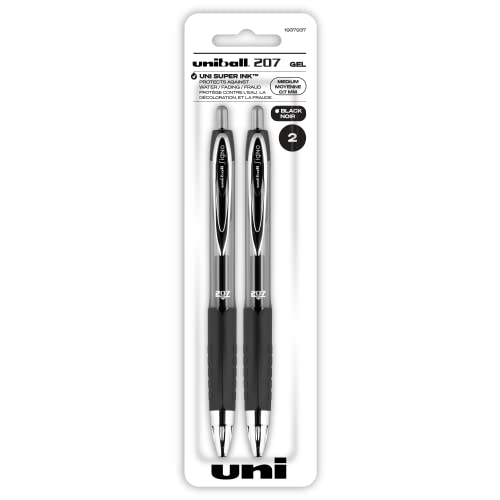 Uni-Ball 207 Tintenroller Gel Pen, Medium Point, schwarze Tinte, 2 Count von Uni-Ball