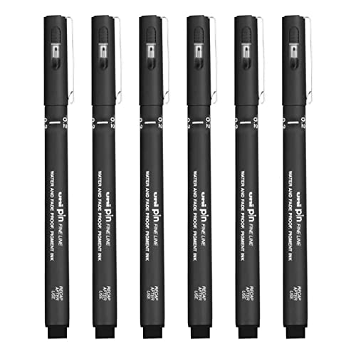 Uni Ball Pin Black Technical Drawing Marker Pen 0.2mm - Box of 12 Pens by Uni-ball von uni-ball