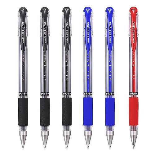 Uni-Ball UM-151S Signo Kugelschreiber mit Gummigriff, 0,7 mm breite Spitze – 3 x schwarz, 2 x blau, 1 x rot, 6er-Pack Uni-Ball UM-151S Signo Kugelschreiber mit Gummigriff, 0,7 mm breite Spitze – 3 x schwarz, 2 x blau, 1 x rot, 6er-Pack von Uni-Ball