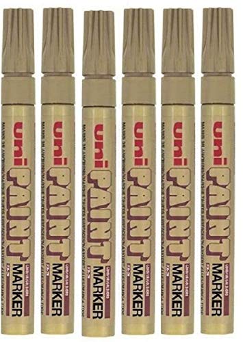 Uni Farbe Mittel (2,2–2,8mm) px-20Gold Öl Paint Marker Pen Metall Glas Holz Kunststoff Stein Outdoor mm Metall Bullet Feder Spitze (Pack Of 6) von Uni-Ball