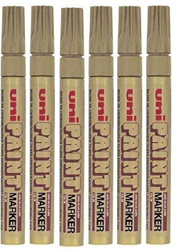 Uni Farbe Mittel (2,2–2,8mm) px-20Gold Öl Paint Marker Pen Metall Glas Holz Kunststoff Stein Outdoor mm Metall Bullet Feder Spitze (Pack Of 6) von uni-ball