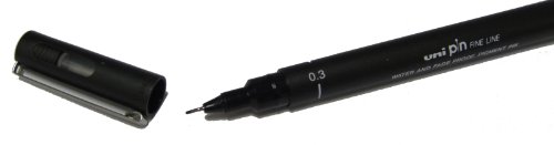 Uni Pin Fineliner schwarz – Fineliner (schwarz, schwarz, rund, Metall, 0,3 mm) von uni