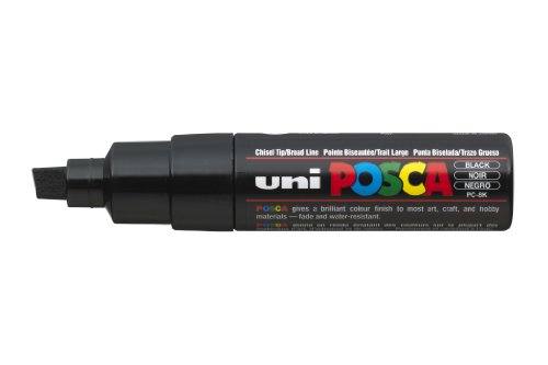 Uni Posca PC8K Filzstift breite Spitze 8 mm Strichbreite 6 Stück schwarz von uni-ball