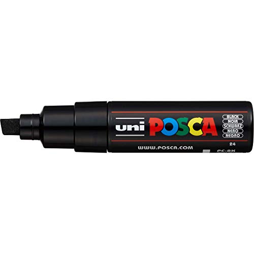 Uni Posca PC8K Filzstift breite Spitze 8 mm Strichbreite 6 Stück schwarz von uni-ball