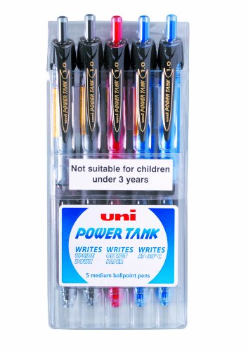 Uni-ball Powertank Kugelschreiber 5 Stück farbig sortiert von uni-ball