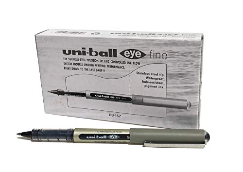 Uni-ball UB-157 Eye Fine Kugelschreiber, schwarze Uni Super-Tinte, 0,7 mm Spitze, 12 Stück von uni-ball