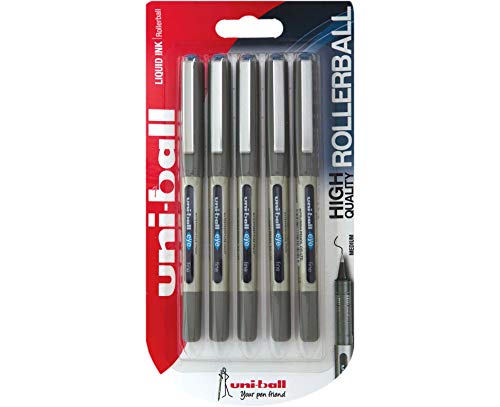 Uni-ball UB-157ye Fine Kugelschreiber, Uni Super-Tinte, 0.7 mm Spitze, 5 Stück blau von uni-ball