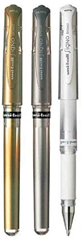 Uniball Kugelschreiber Signo Broad UM-153, Mischfarben, Metallic, 1 mm Metallspitze, Linienbreite 0,65 mm mit Gummigriff, 1 von jeder Farbe von uni-ball