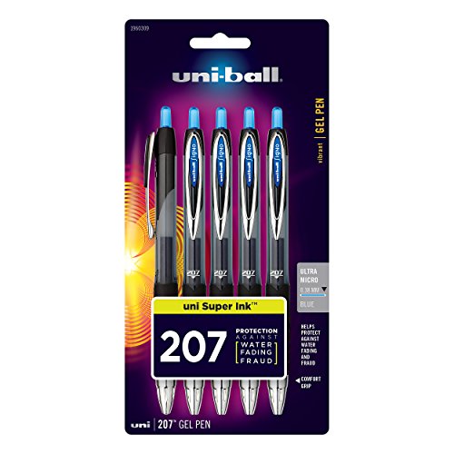 Uniball Signo 207 Gelschreiber, 5 Stück, 0,38 mm Ultra Micro Blau, Gel-Tintenstifte | Bürobedarf verkauft von Uniball sind Stifte, Kugelschreiber, farbige Stifte, Gelstifte, feine Spitze, glattes von uni-ball