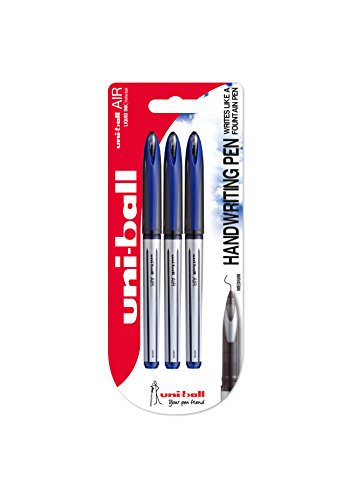 uni-ball 153544039 UB-188-L Air Kugelschreiber, Super-Tinte, fälschungssicher, Füllfederspitze, 3 Stück blau von uni-ball