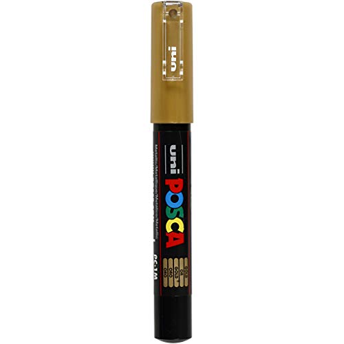 uni-ball 186781 - POSCA Marker mit extra feiner Rundspitze - gold von uni-ball