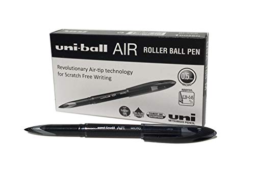 uni-ball 190470000 UB-188-Micro Air Kugelschreiber, schwarze Super-Tinte, fälschungssicher, Füllfederspitze, 12 Stück von uni-ball