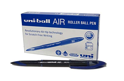 uni-ball 190488000 UB-188-Micro Air Kugelschreiber, blaue Super-Tinte, fälschungssicher, Füllfederspitze, 12 Stück von uni-ball