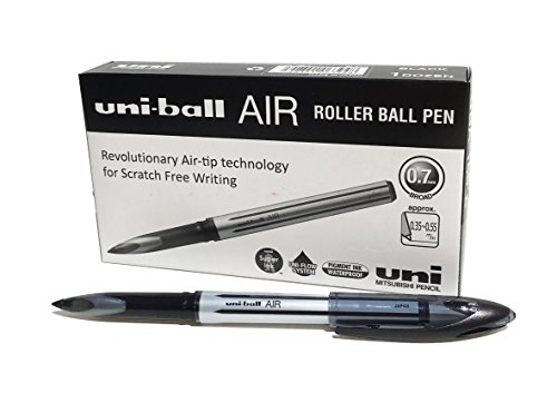 uni-ball 190504000 UB-188-L Air Kugelschreiber, schwarze Super-Tinte, fälschungssicher, Füllfederspitze, 12 Stück von uni-ball