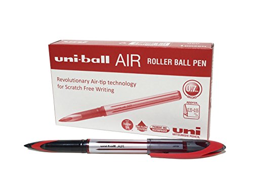 uni-ball 190520000 UB-188-L Air Kugelschreiber, rote Super-Tinte, fälschungssicher, Füllfederspitze, 12 Stück von uni-ball