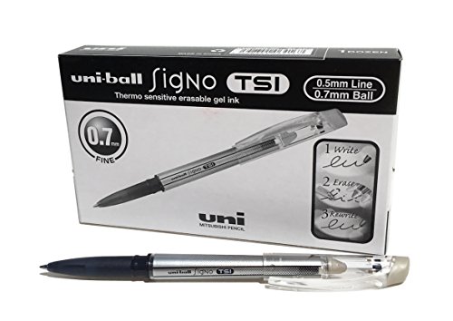 uni-ball 190629000 UF-220 Signo TSI löschbare Kugelschreiber mittelgroße Spitze, 12 Stück schwarz von uni-ball