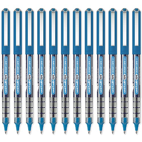 uni-ball Eye Ocean Care UB-157ROP Tintenroller, Blau, feine 0,7-mm-Kugelschreiber für super glattes Schreiben, Zeichnen, Kunst, Basteln und Ausmalen. Farbechte und wasserbeständige Flüssigtinte Uni von uni-ball