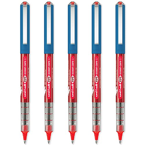 uni-ball Eye Ocean Care UB-157ROP Tintenroller, feine 0,7 mm Kugelschreiber, zum Schreiben, Zeichnen, Kunst, Handwerk und Ausmalen, farb- und wasserabweisend, 5 Stück von Uni-Ball