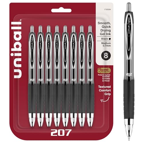 uni-ball Signo 207 Retractable Gel Pens, Medium Point, Black Ink, 8 Count by Uni-ball von uni-ball