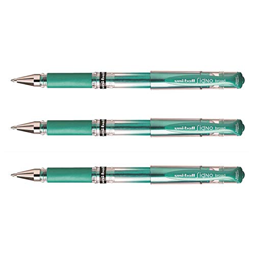 UNI-BALL Signo Broad UM153 Gel-Tintenroller, breite Spitze, 1 mm, Metallgrün, 3 Stück UNI-BALL Signo Broad UM153 Gel-Tintenroller, breite Spitze, 1 mm, Metallgrün, 3 Stück von Uni-Ball