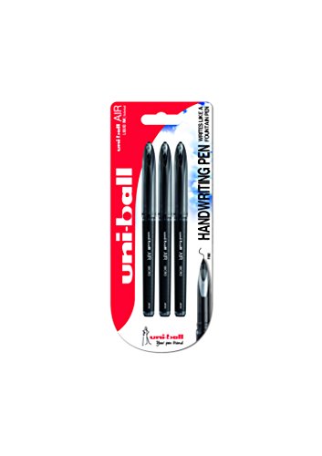 uni-ball UB-188-Micro Air Kugelschreiber, Super-Tinte, fälschungssicher, Füllfederspitze, 3 Stück, Schwarzes Gel von uni-ball