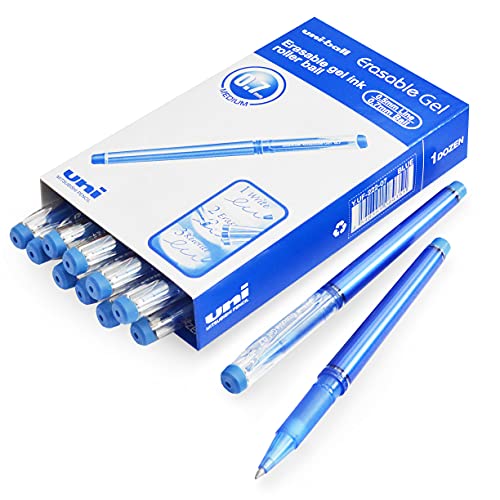 uni-ball UF-222-07 Tintenroller, löschbar, Premium-Kugelschreiber, 0,7 mm, für sehr glattes Schreiben, Zeichnen und Ausmalen, 12 Stück, Blau von uni-ball
