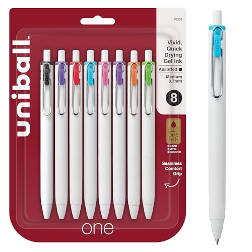 uni-ball one Retractable Gel Pens, Medium Point (0.7mm), Assorted Ink, 8 Pack von uni-ball