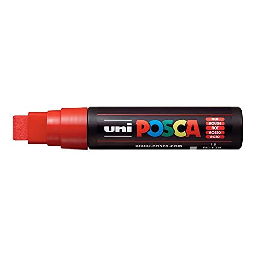 Uni Posca Marker PC-17K Lack Füller aus Glas mit Schrägkeilspitze 15 mm rot von Uni