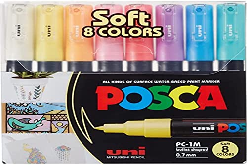 uni Posca PC1MC Kugelschreiber, extra feine Rundspitze, weiche Farben, 8 Stück von uni