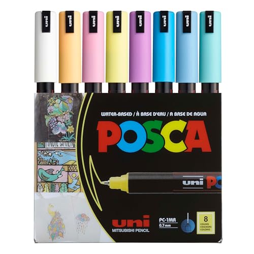 uni Posca PC1MR Stift, extra feine Spitze, weiche Farben, 8 Stück uni Posca PC1MR Stift, extra feine Spitze, weiche Farben, 8 Stück von POSCA