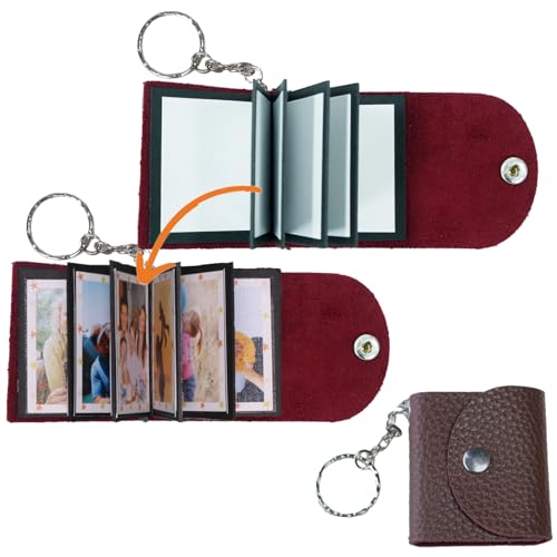 Mini-Fotoalbum mit Schlüsselanhänger, DIY Kleines, benutzerdefiniertes Leder-Fotogedächtnis, Schlüsselring Bild Schlüsselanhänger, Personalized Kleines Taschen Foto-Schlüssel Zubehör für Familie,Paare von uniqicon