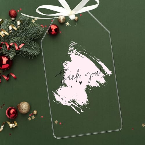 Uniqicon 25 Stück Transparente Namensschilder, DIY-Acrylrohlinge Ornament, Acryl-Tischkarten, Tischnummernkarten Mit Loch, Einzigartige Transparente Acrylschilder Für DIY-Projekte Und Bastelarbeiten von uniqicon