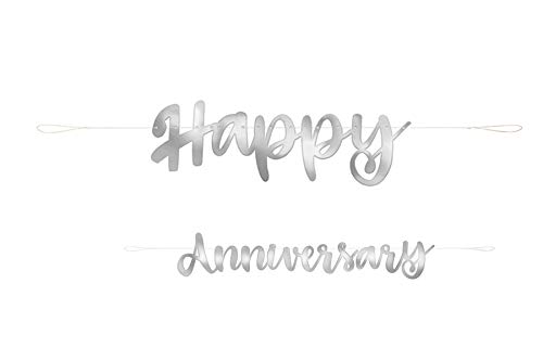 Unique Party 72607 Banner Happy Anniversary, silberfarbene Schrift, silber Unique Party 72607 Banner Happy Anniversary, silberfarbene Schrift, silber von Unique Party