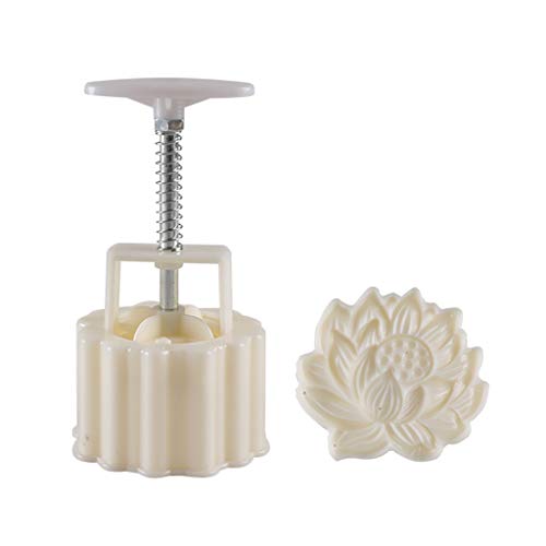 2pcs 3D Mooncake Form, 3D Blumen Hand Druck Fondant Dessert Mond Kuchenform Mit Briefmarken Für DIY Backen Zubehör (Weiß) von unknowns