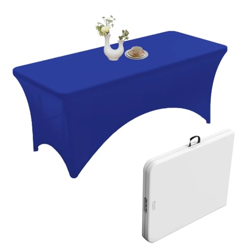 Urby Elastische Tischdecke für rechteckige Tische mit einer Größe von 1,8 x 0,8 m, strapazierfähiges, dehnbares, knitterfreies Spandex, Königsblau von urby