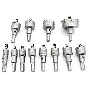 Elektriker-Lochschneider aus harter Legierung – 15-50mm Bohröffner für dicke Metall/Alu-Platten (Hochhärte, Spanabfuhrkanal, 12er Set) Abnehmbare Bohrer von ureggvbu