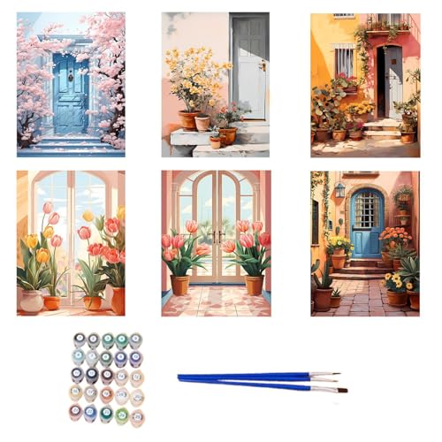 usefulbeauty Hunde-Malerei, Malen nach Zahlen, Puppy Drawing nummeriert, Leinwand, 6 Stück, Tiernummer, Malerei, Handwerk für Schule, Klasse, Wohnzimmer von usefulbeauty
