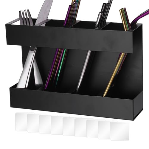 usefulbeauty Strohhalmhalter für Schrank – Besteckhalter | Metallspender, selbstklebend, 4 Fächer, für Organisation von Haus, Küche, Restaurant, Café von usefulbeauty